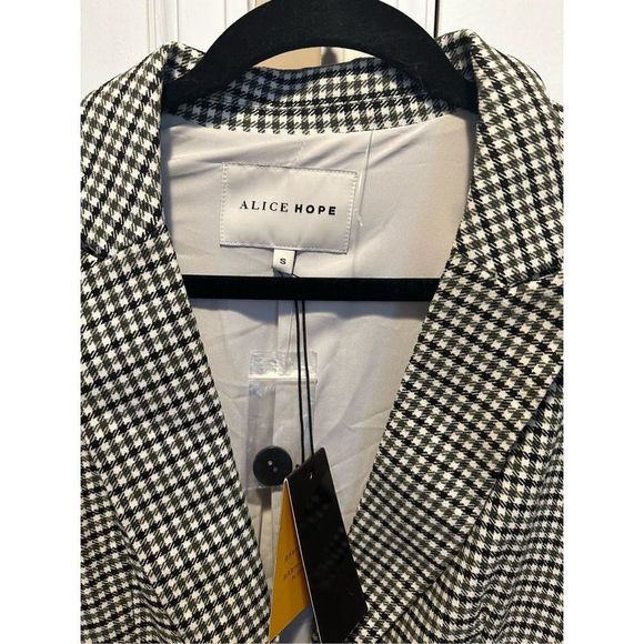 Alice Hope NWT Small Black Plaid Blazer Jacket Suit Separate - Picture 4 of 5